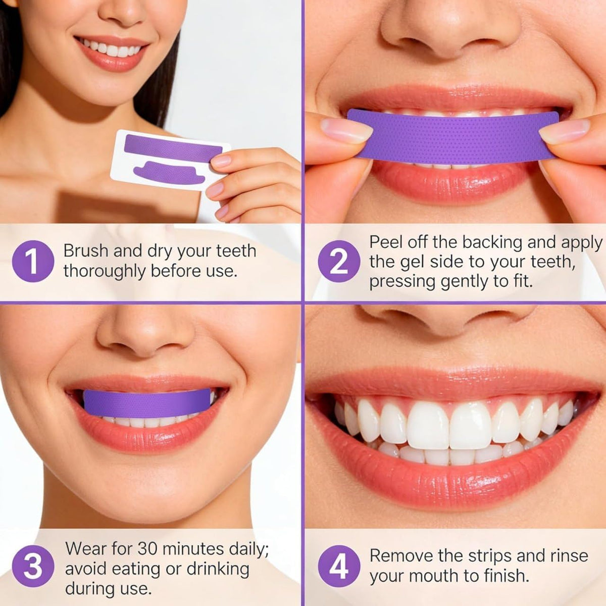 7 Purple Teeth Whitening Strips – Advanced Whitening Treatment | 30-Minute Application