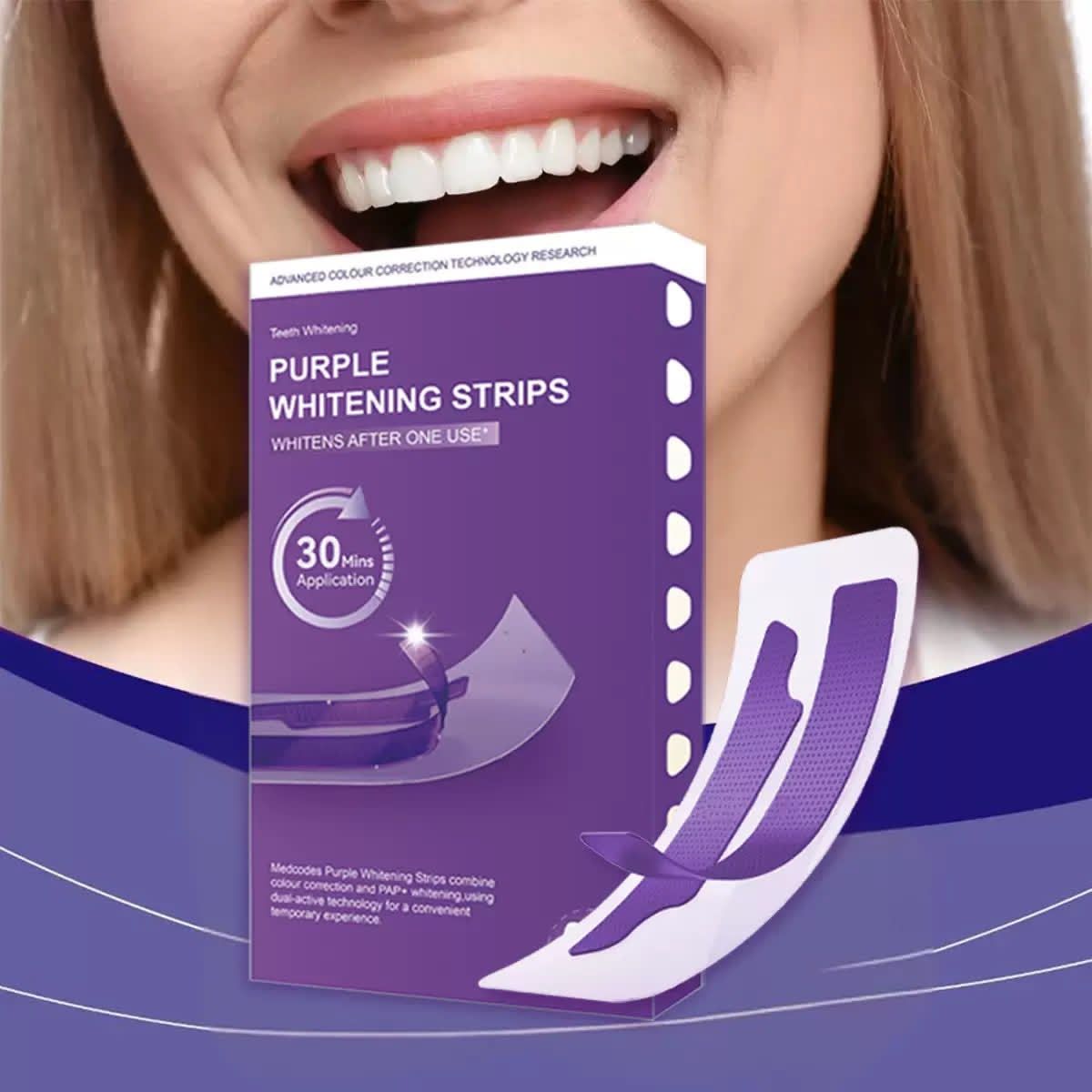 7 Purple Teeth Whitening Strips – Advanced Whitening Treatment | 30-Minute Application