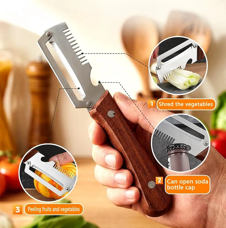 3-in-1 Stainless Steel Kitchen Peeler, Slicer And Bottle Opener