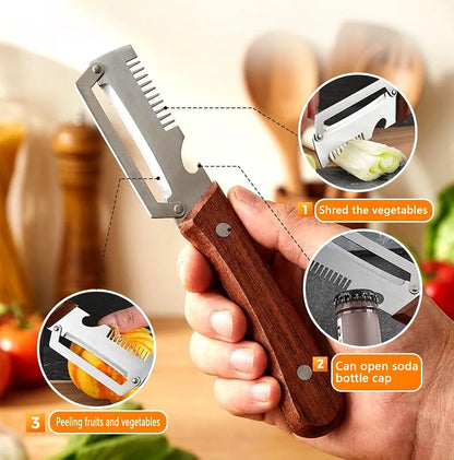 3-in-1 Stainless Steel Kitchen Peeler, Slicer And Bottle Opener